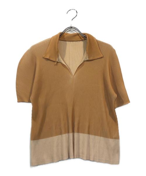 PLEATS PLEASE（プリーツプリーズ）PLEATS PLEASE (プリーツプリーズ) プリーツポロシャツ イエロー サイズ:3の古着・服飾アイテム