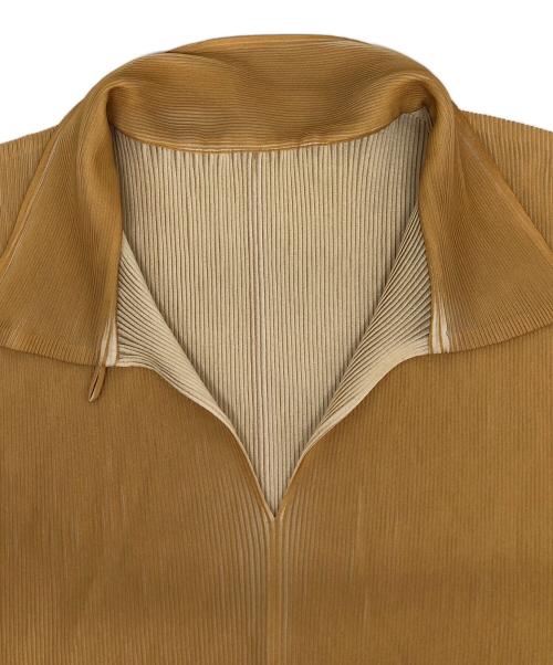 PLEATS PLEASE（プリーツプリーズ）PLEATS PLEASE (プリーツプリーズ) プリーツポロシャツ イエロー サイズ:3の古着・服飾アイテム