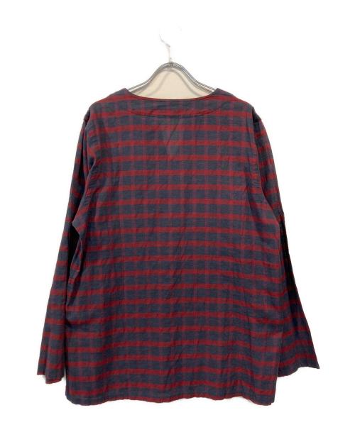 Needles（ニードルズ）Needles (ニードルズ) キーネックチェックカットソー ネイビー×レッド サイズ:Sの古着・服飾アイテム