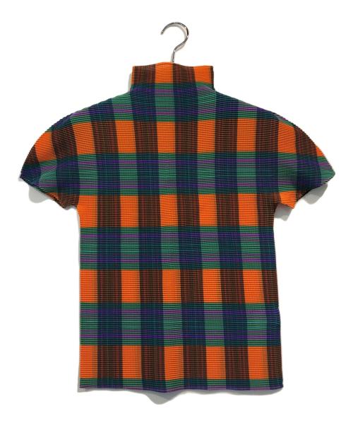 me ISSEY MIYAKE（ミーイッセイ ミヤケ）me ISSEY MIYAKE (ミーイッセイ ミヤケ) チェックプリーツブラウス ブルー サイズ:不明の古着・服飾アイテム