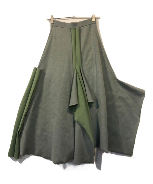 ENFOLD（エンフォルド）ENFOLD (エンフォルド) フリルニットスカート グリーン×ブルー サイズ:36の古着・服飾アイテム