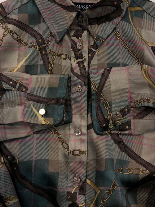LAUREN RALPH LAUREN（ローレンラルフローレン）LAUREN RALPH LAUREN (ローレンラルフローレン) プラッドツイルシャツドレス ブラウン サイズ:SIZE 2の古着・服飾アイテム