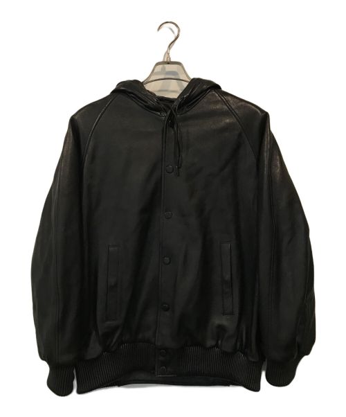EMPORIO ARMANI（エンポリオ アルマーニ）EMPORIO ARMANI (エンポリオアルマーニ) ラムレザーフーディーブルゾン ブラック サイズ:01の古着・服飾アイテム