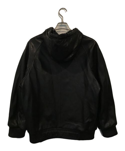 EMPORIO ARMANI（エンポリオ アルマーニ）EMPORIO ARMANI (エンポリオアルマーニ) ラムレザーフーディーブルゾン ブラック サイズ:01の古着・服飾アイテム