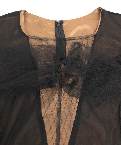 callarus（カラス）callarus (カラス) ネックチュールデザインワンピース ブラック サイズ:LL 未使用品の古着・服飾アイテム