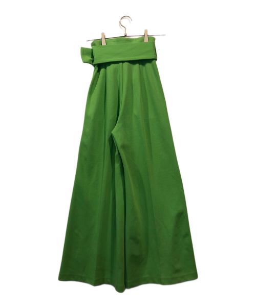 HIROSAI（ヒロサイ）HIROSAI (ヒロサイ) スクエアネックショート丈ビスチェ＆ハイウエストワイドパンツ グリーン サイズ:Sの古着・服飾アイテム