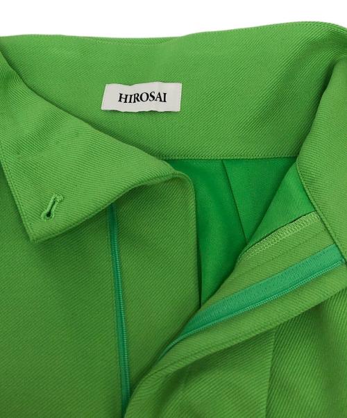 HIROSAI（ヒロサイ）HIROSAI (ヒロサイ) スクエアネックショート丈ビスチェ＆ハイウエストワイドパンツ グリーン サイズ:Sの古着・服飾アイテム