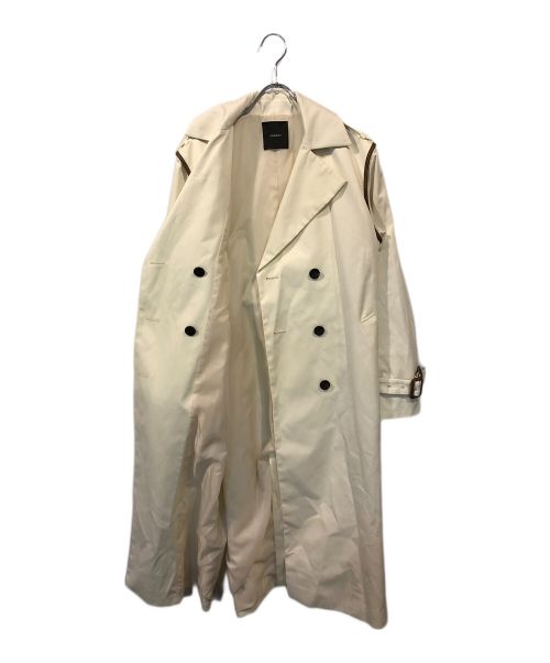 anuans（アニュアンス）anuans (アニュアンス) ヴィーガンレザートリム2WAYトレンチコート アイボリー サイズ:Sの古着・服飾アイテム
