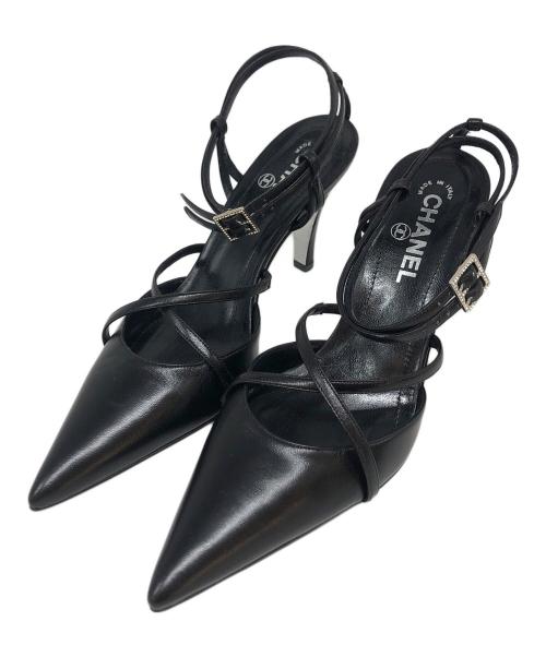 CHANEL（シャネル）CHANEL (シャネル) ストラップサンダル ブラック サイズ:38の古着・服飾アイテム