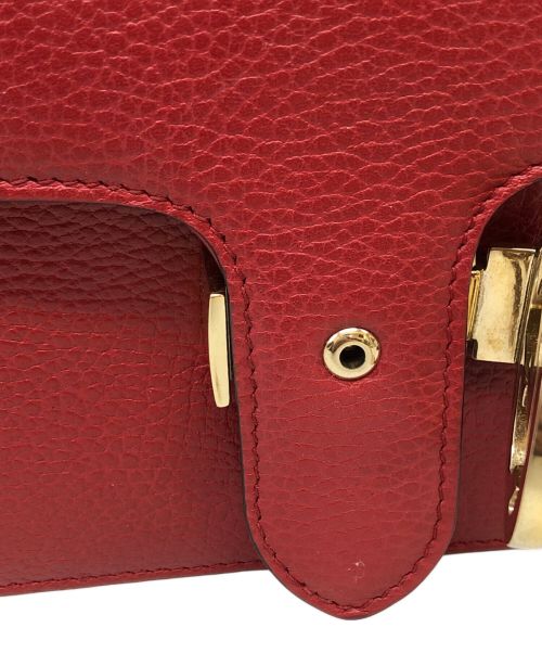 GUCCI（グッチ）GUCCI (グッチ) インターロッキングG レザー チェーンショルダーバッグ レッドの古着・服飾アイテム