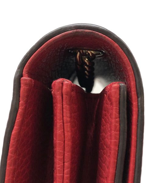 GUCCI（グッチ）GUCCI (グッチ) インターロッキングG レザー チェーンショルダーバッグ レッドの古着・服飾アイテム