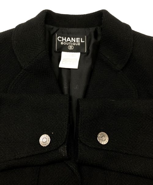 CHANEL（シャネル）CHANEL (シャネル) ココマーク釦ヘリンボーンジャケット ブラック サイズ:38の古着・服飾アイテム