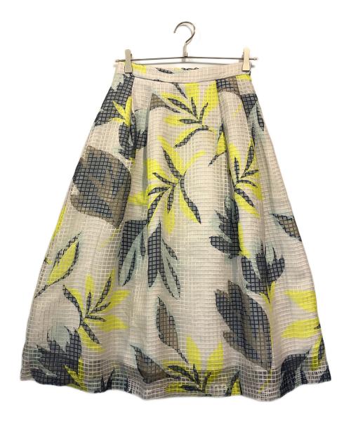 GRACE CONTINENTAL（（グレースコンチネンタル）GRACE CONTINENTAL (（グレースコンチネンタル) メッシュフラワースカート グリーン×ベージュ サイズ:38の古着・服飾アイテム