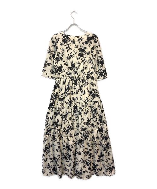 HER LIP TO（ハーリップトゥ）Her lip to (ハーリップトゥ) Monotone Floral Slit Sleeve Dress ブラック サイズ:Sの古着・服飾アイテム