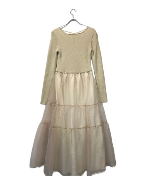 Apuweiser-riche（アプワイザーリッシェ）Apuweiser-riche (アプワイザーリッシェ) シアーティアードドッキングワンピース ベージュ サイズ:SIZE2の古着・服飾アイテム