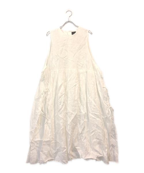 オオカミとフクロウ（オオカミトフクロウ）オオカミとフクロウ (オオカミトフクロウ) ノースリーブリネンワンピース ホワイト サイズ:SIZE Freeの古着・服飾アイテム