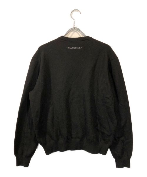 BALENCIAGA（バレンシアガ）BALENCIAGA (バレンシアガ) バックロゴVネックニット ブラック サイズ:SIZE 38の古着・服飾アイテム