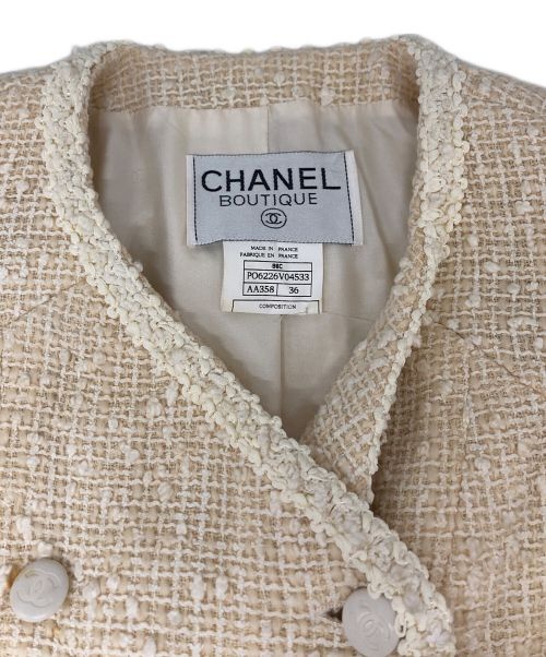 CHANEL（シャネル）CHANEL (シャネル) ココマークボタンツイードセットアップ アイボリー サイズ:36の古着・服飾アイテム