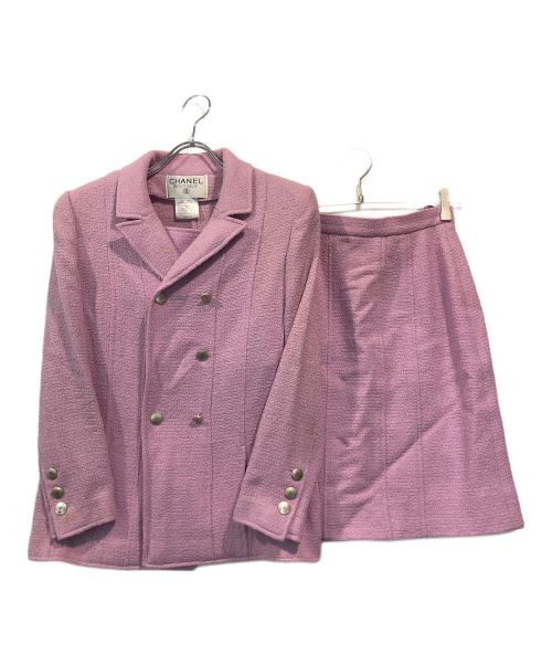 CHANEL（シャネル）CHANEL (シャネル) ココマークボタン3Pツイードセットアップ ピンク サイズ:36の古着・服飾アイテム