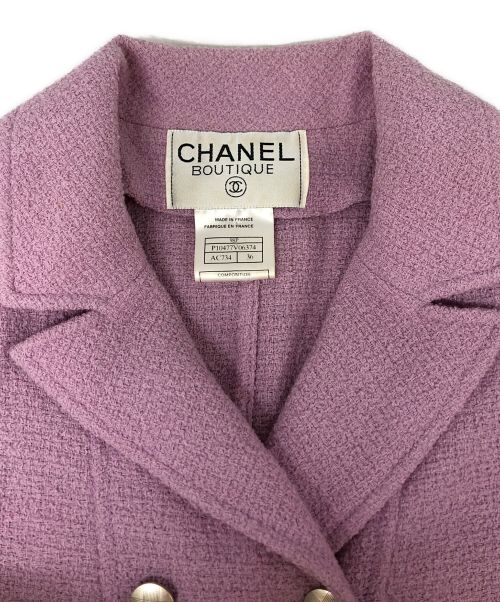 CHANEL（シャネル）CHANEL (シャネル) ココマークボタン3Pツイードセットアップ ピンク サイズ:36の古着・服飾アイテム