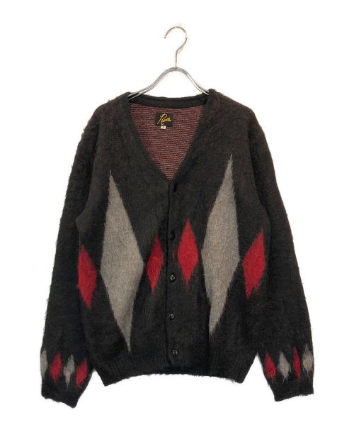 Needles（ニードルズ）Needles (ニードルズ) アーガイル柄モヘアカーディガン レッド×ブラック サイズ:SIZE Mの古着・服飾アイテム