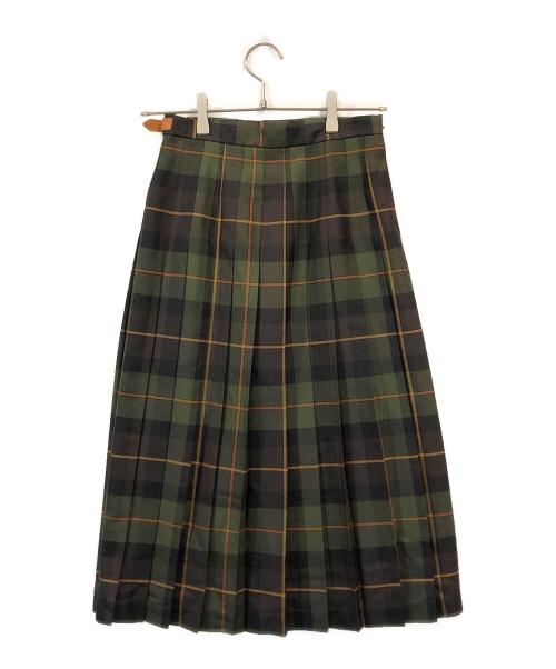 O'NEIL OF DUBLIN（オニールオブダブリン）O'NEIL OF DUBLIN (オニールオブダブリン) タンチェック ラップ プリーツスカート カーキ サイズ:-の古着・服飾アイテム