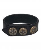 CHROME HEARTSクロムハーツ）の古着「スターボールレザーブレスレット」｜ブラック