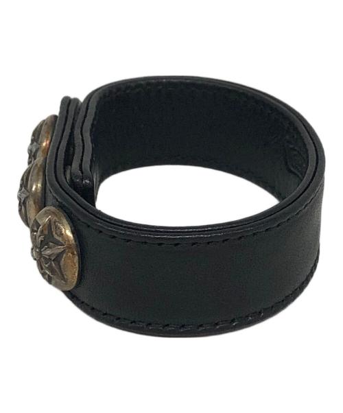 CHROME HEARTS（クロムハーツ）CHROME HEARTS (クロムハーツ) スターボールレザーブレスレット ブラックの古着・服飾アイテム