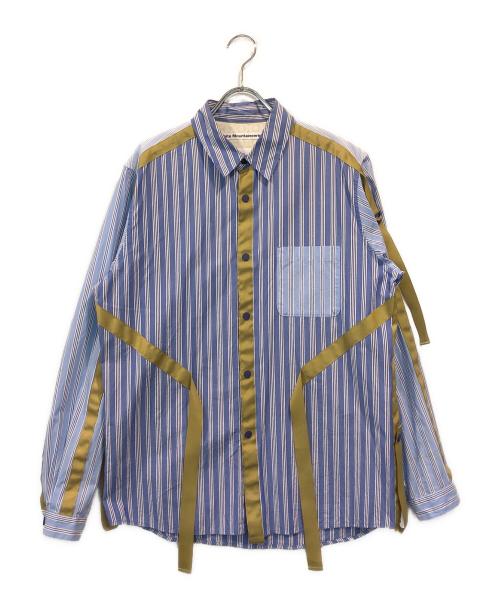 WHITE MOUNTAINEERING（ホワイトマウンテ二アニング）WHITE MOUNTAINEERING (ホワイトマウンテ二アニング) ストライプブロードテープシャツ ブルー サイズ:SIZE 1の古着・服飾アイテム