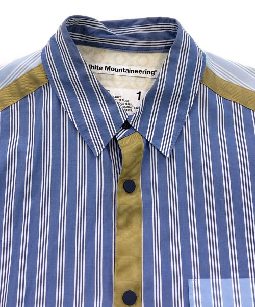 WHITE MOUNTAINEERING（ホワイトマウンテ二アニング）WHITE MOUNTAINEERING (ホワイトマウンテ二アニング) ストライプブロードテープシャツ ブルー サイズ:SIZE 1の古着・服飾アイテム