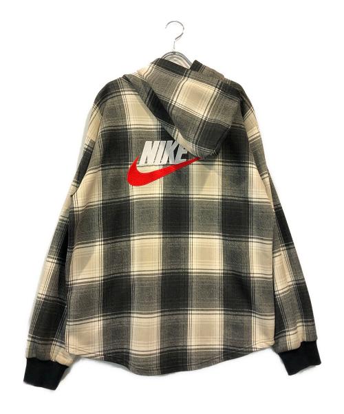 NIKE（ナイキ）NIKE (ナイキ) SUPREME (シュプリーム) PLAID HOODED SWEATSHIRT グレー×ベージュ サイズ:Mの古着・服飾アイテム