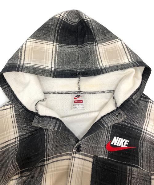 NIKE（ナイキ）NIKE (ナイキ) SUPREME (シュプリーム) PLAID HOODED SWEATSHIRT グレー×ベージュ サイズ:Mの古着・服飾アイテム