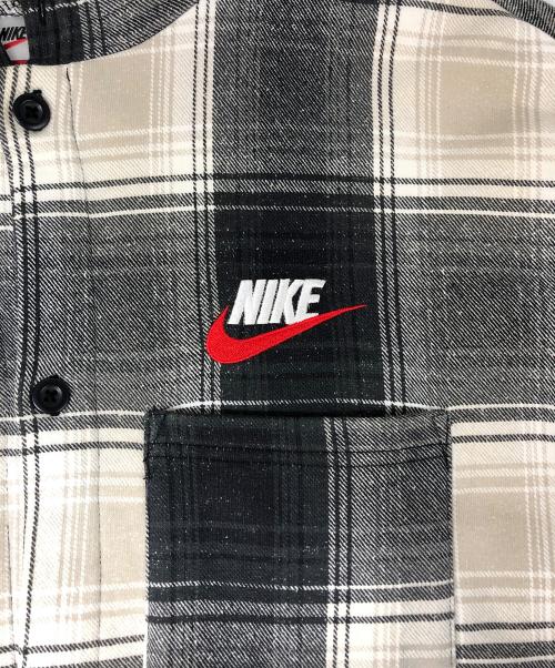 NIKE（ナイキ）NIKE (ナイキ) SUPREME (シュプリーム) PLAID HOODED SWEATSHIRT グレー×ベージュ サイズ:Mの古着・服飾アイテム