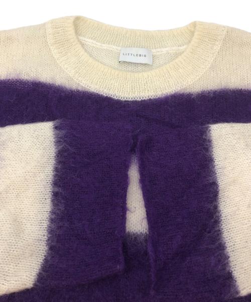 LITTLEBIG（リトルビッグ）LITTLEBIG (リトルビッグ) Mohair Knit ベージュ×パープル サイズ:Mの古着・服飾アイテム