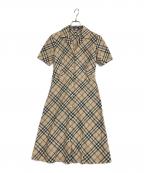 BURBERRY BLUE LABELバーバリーロンドンブルーレーベル）の古着「半袖ノバチェックワンピース」｜ベージュ