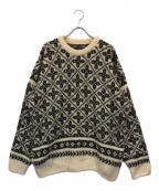 BATONERバトナ―）の古着「MOHAIR LATOVIAN CREW NECK」｜アイボリー×ブラック