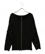 Nobleノーブル）の古着「フロントジップボートネックニット」｜ブラック