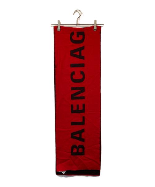 BALENCIAGA（バレンシアガ）BALENCIAGA (バレンシアガ) ロゴマフラー ブラック×レッドの古着・服飾アイテム