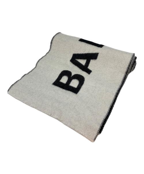 BALENCIAGA（バレンシアガ）BALENCIAGA (バレンシアガ) ロゴマフラー ホワイト×ブラックの古着・服飾アイテム