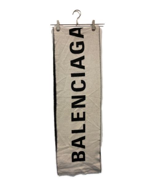 BALENCIAGA（バレンシアガ）BALENCIAGA (バレンシアガ) ロゴマフラー ホワイト×ブラックの古着・服飾アイテム