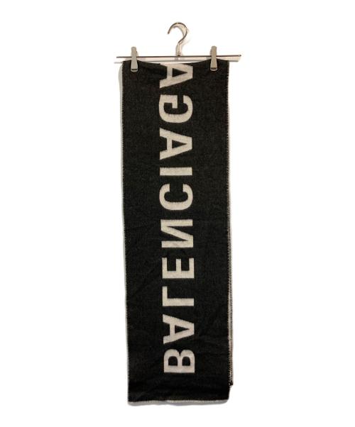 BALENCIAGA（バレンシアガ）BALENCIAGA (バレンシアガ) ロゴマフラー ホワイト×ブラックの古着・服飾アイテム