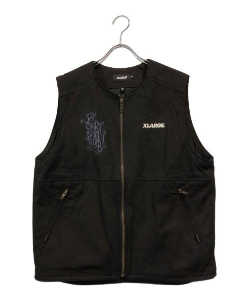 X-LARGE（エクストララージ）X-LARGE (エクストララージ) SHIRT KING PHADE グラフィティダック地ベスト ブラック サイズ:Mの古着・服飾アイテム