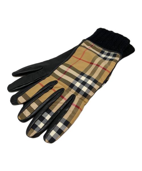 BURBERRY（バーバリー）BURBERRY (バーバリー) ノバチェックグローブ ブラウン×ブラック サイズ:7.5の古着・服飾アイテム