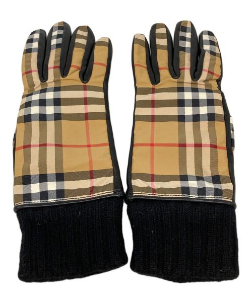 BURBERRY（バーバリー）BURBERRY (バーバリー) ノバチェックグローブ ブラウン×ブラック サイズ:7.5の古着・服飾アイテム