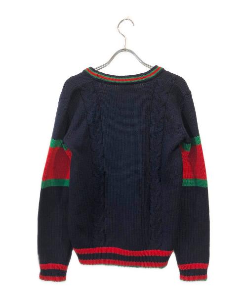 GUCCI（グッチ）GUCCI (グッチ) ケーブルニットカーディガン ネイビー サイズ:SIZE12の古着・服飾アイテム