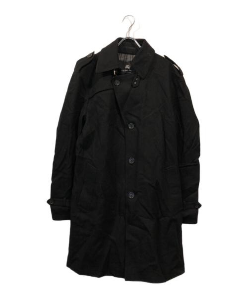BURBERRY BLACK LABEL（バーバリーブラックレーベル）BURBERRY BLACK LABEL (バーバリーブラックレーベル) 裏地チェックウールコート ブラック サイズ:SIZE LLの古着・服飾アイテム