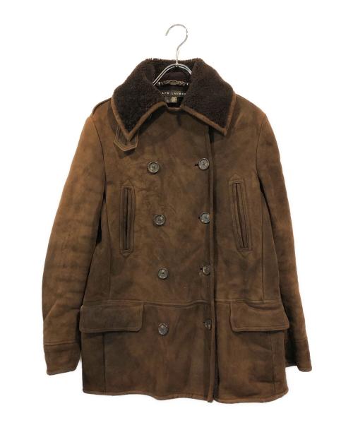 RALPH LAUREN（ラルフローレン）RALPH LAUREN (ラルフローレン) ムートンPコート ブラウン サイズ:SIZE 2の古着・服飾アイテム