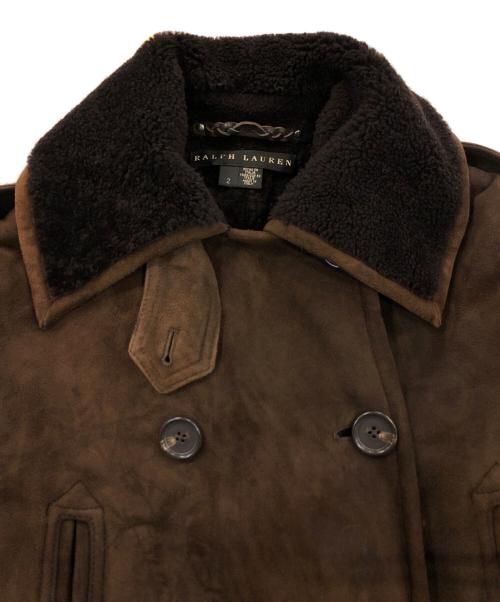 RALPH LAUREN（ラルフローレン）RALPH LAUREN (ラルフローレン) ムートンPコート ブラウン サイズ:SIZE 2の古着・服飾アイテム