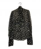 DOLCE & GABBANAドルチェ＆ガッバーナ）の古着「ボウタイドットブラウス」｜ブラック