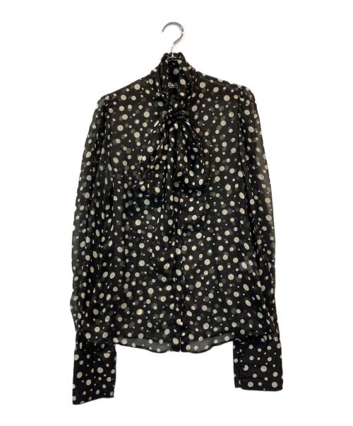 DOLCE & GABBANA（ドルチェ＆ガッバーナ）DOLCE & GABBANA (ドルチェ＆ガッバーナ) ボウタイドットブラウス ブラック サイズ:36の古着・服飾アイテム